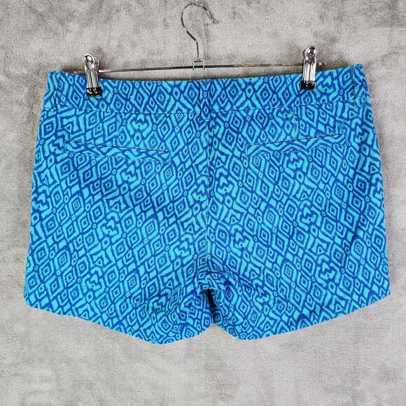 Womens American Eagle Shorts Teal Blue Geometric Design Midi Stretch Size 10 - Picture 7 of 12